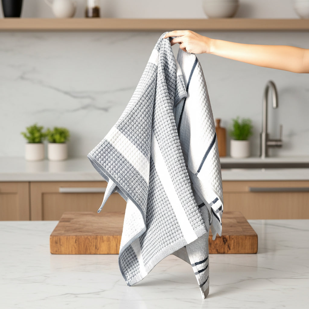 Bee blue stripe kitchen towel