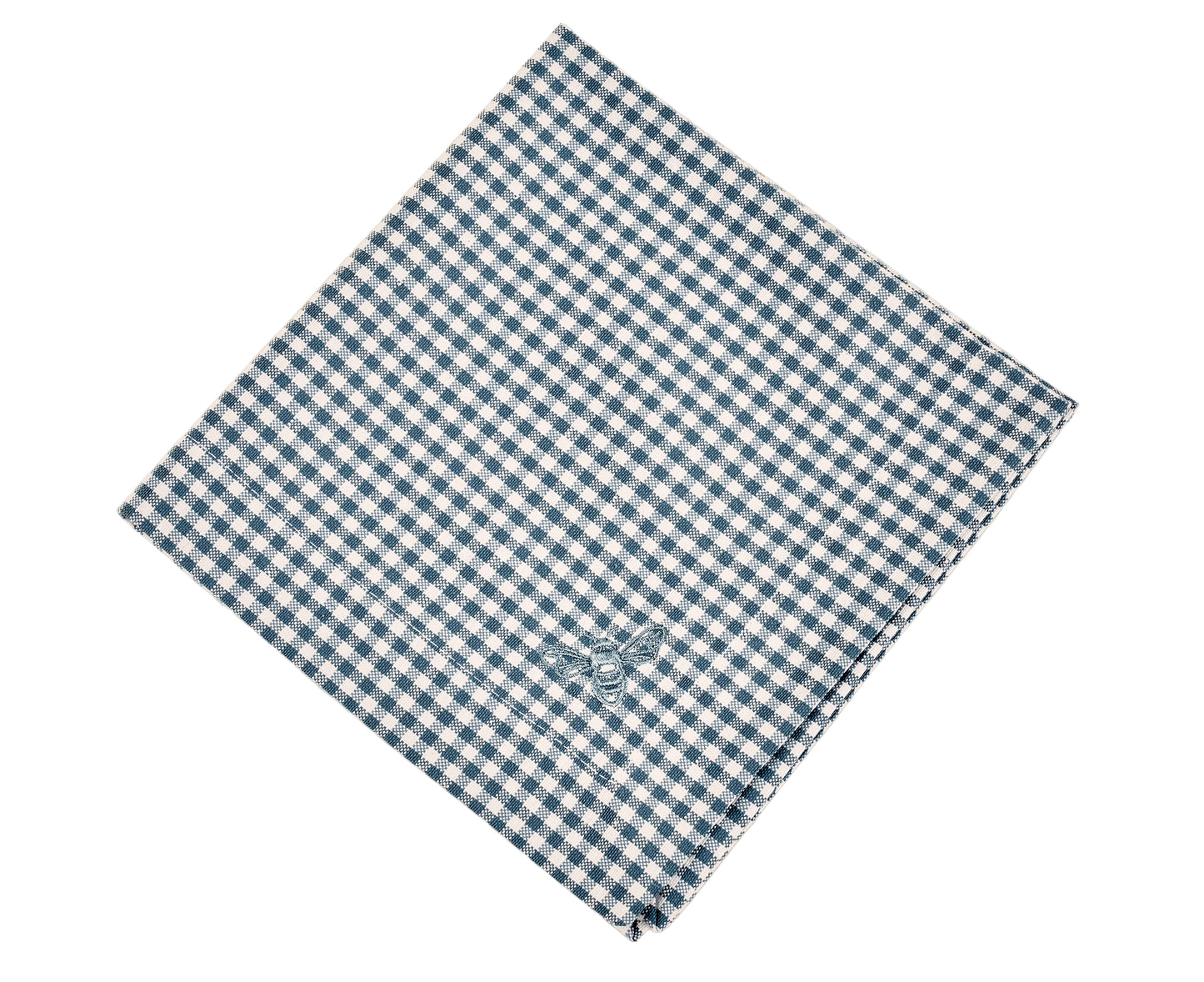 The Bee Checkered Table Napkins Light Blue