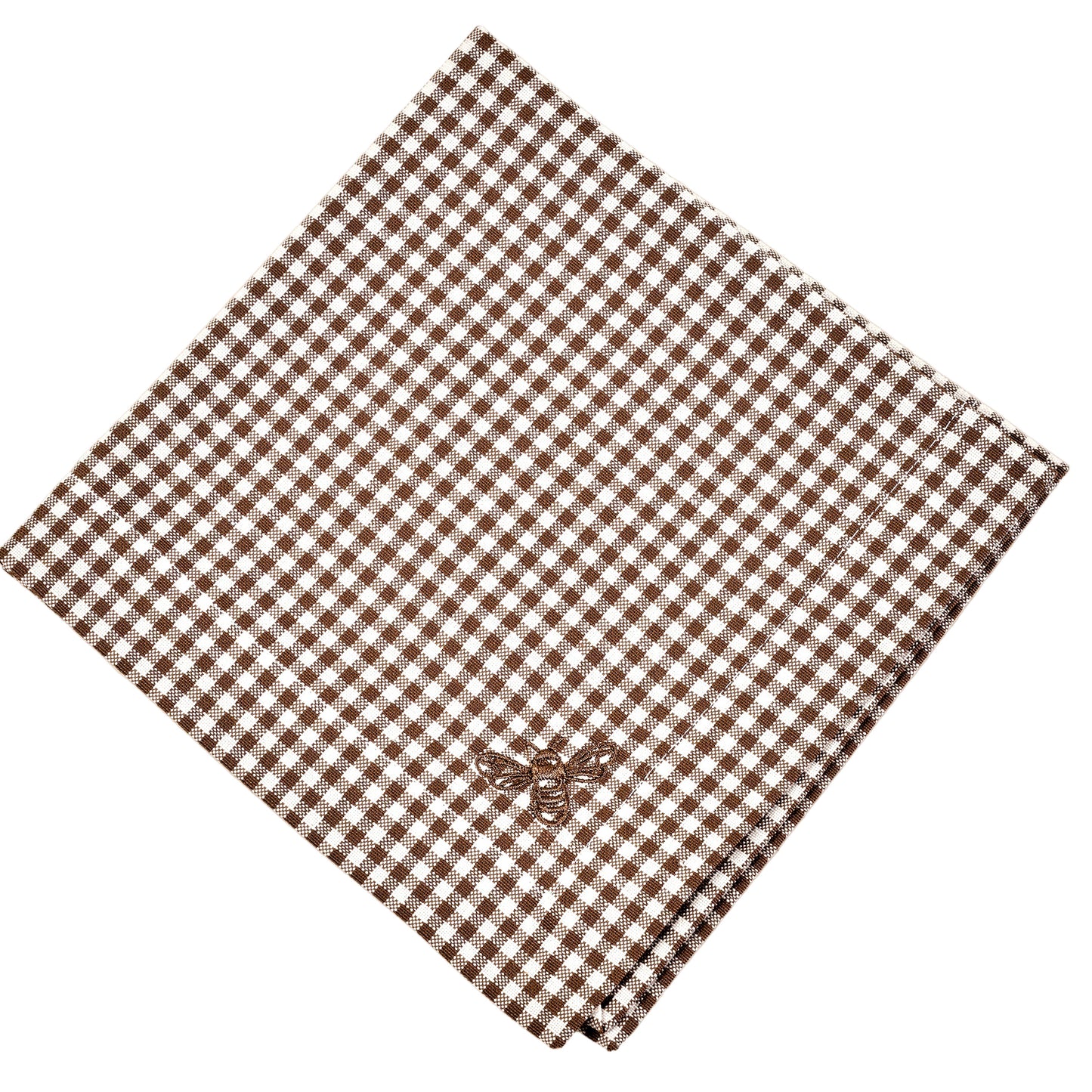The Bee Checkered Table Napkins Brown