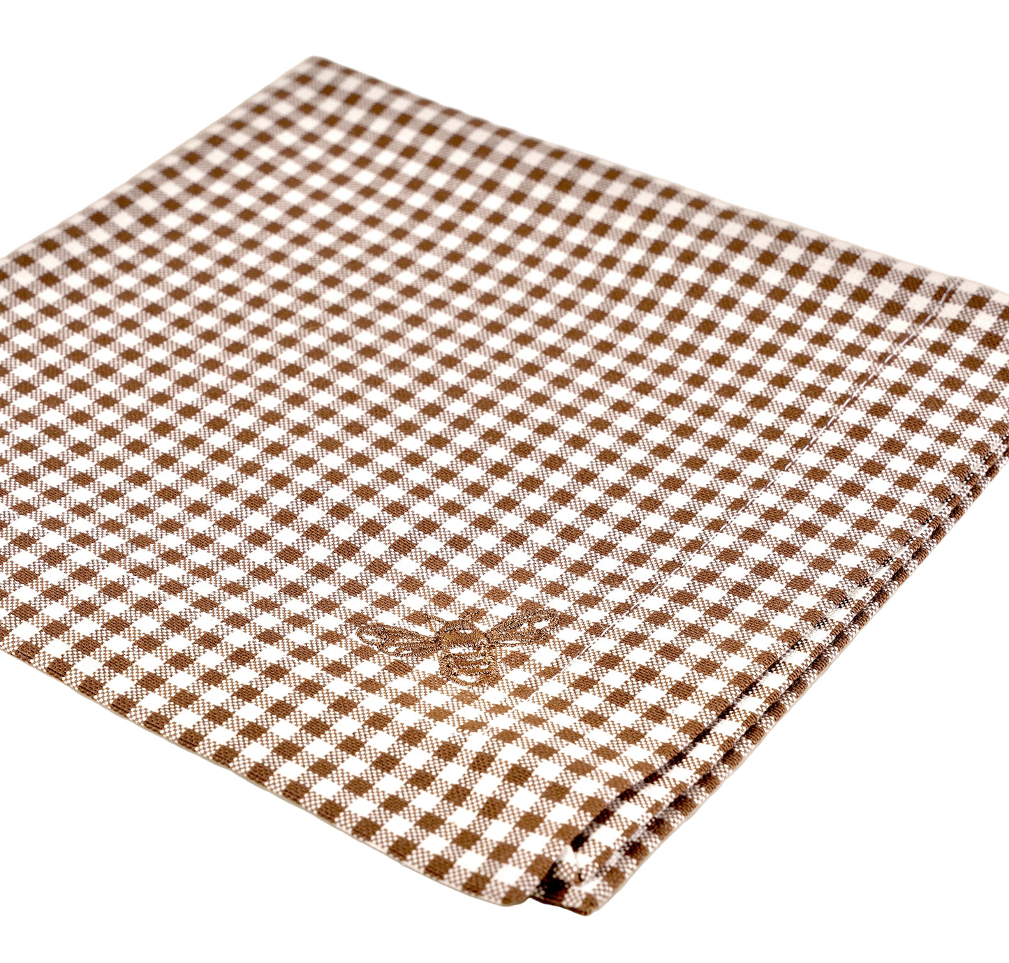 The Bee Checkered Table Napkins Brown