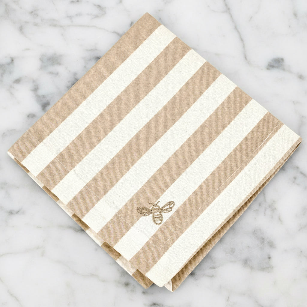 The Bee Striped Napkins Beige