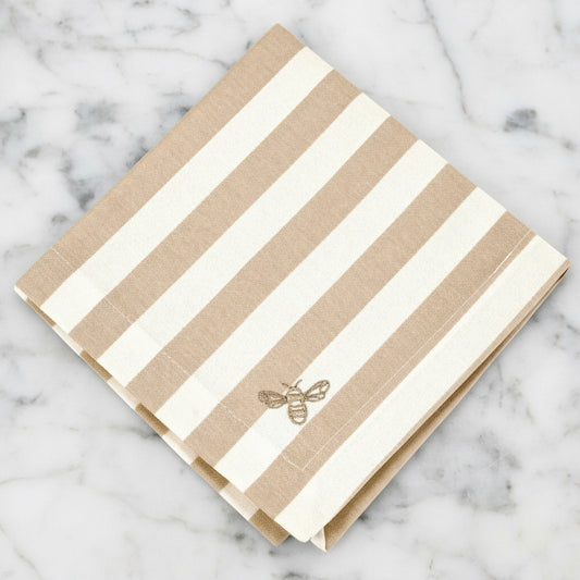 The Bee Striped Napkins Beige