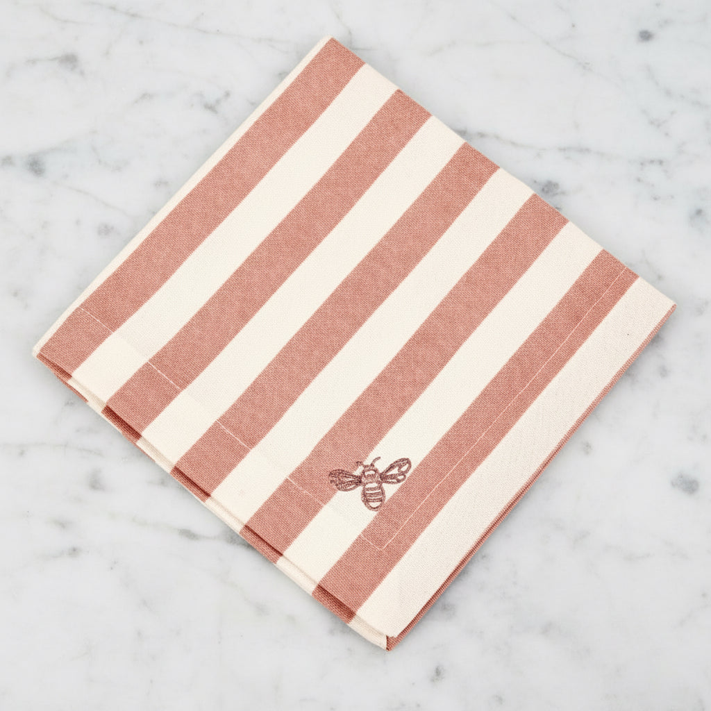 The Bee Striped Table Napkins Pink
