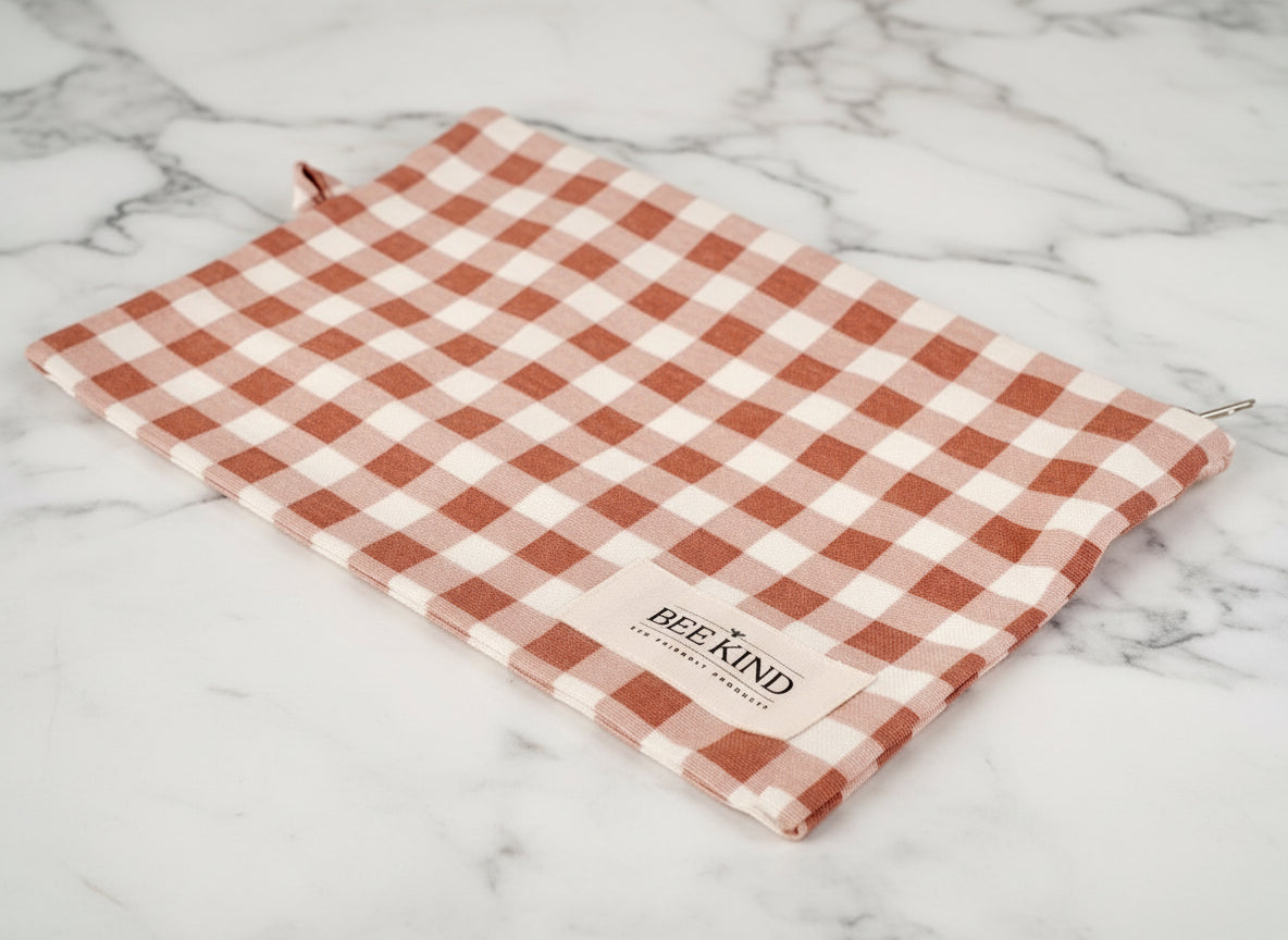 Bee Bloom Makeup Bag (Pink Plaid)