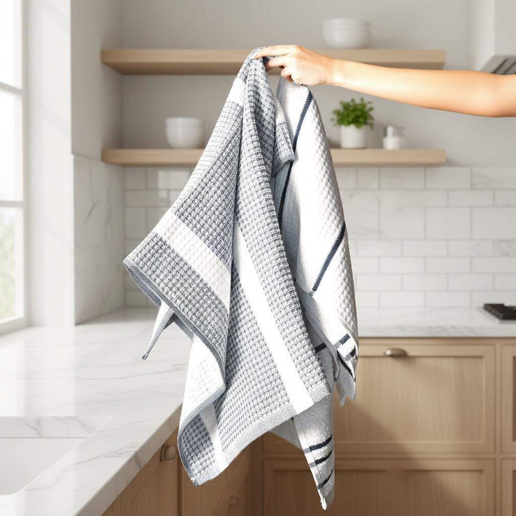 Bee blue kitchen towel